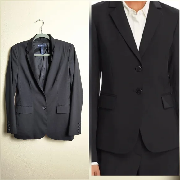 Banana Republic Black Blazer Wool Blend Suit Jacket Stretch Size 10 Office Caree - Picture 1 of 6